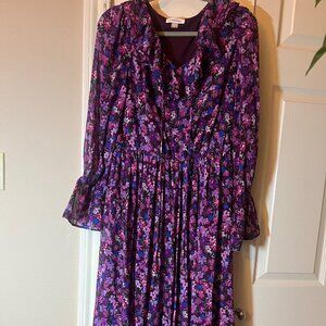 Share Women's Purple Floral Calvin Klein Long Sleeve Maxi Dress - Size 8